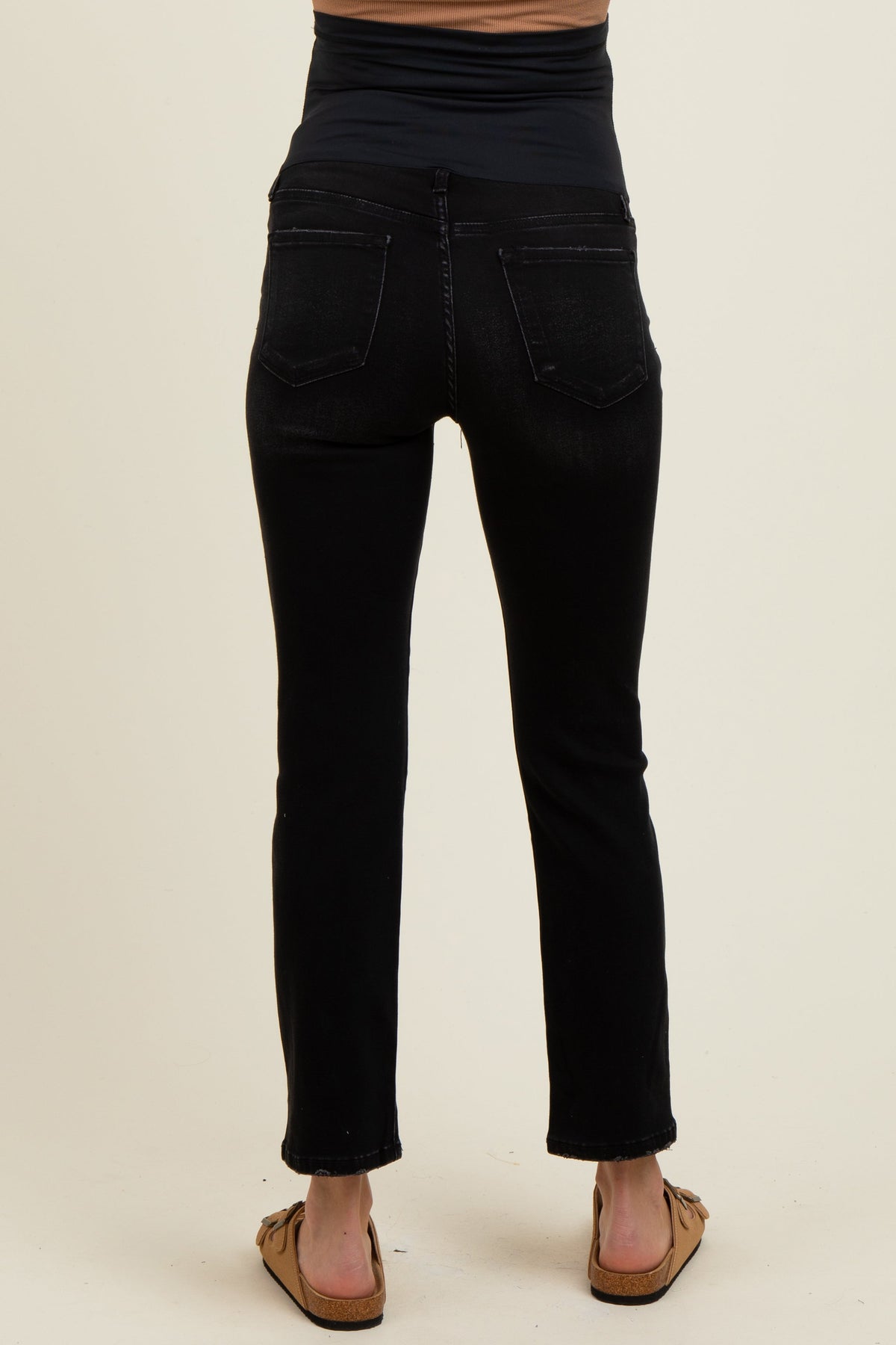 Black Ankle Slim Straight Leg Maternity Jeans