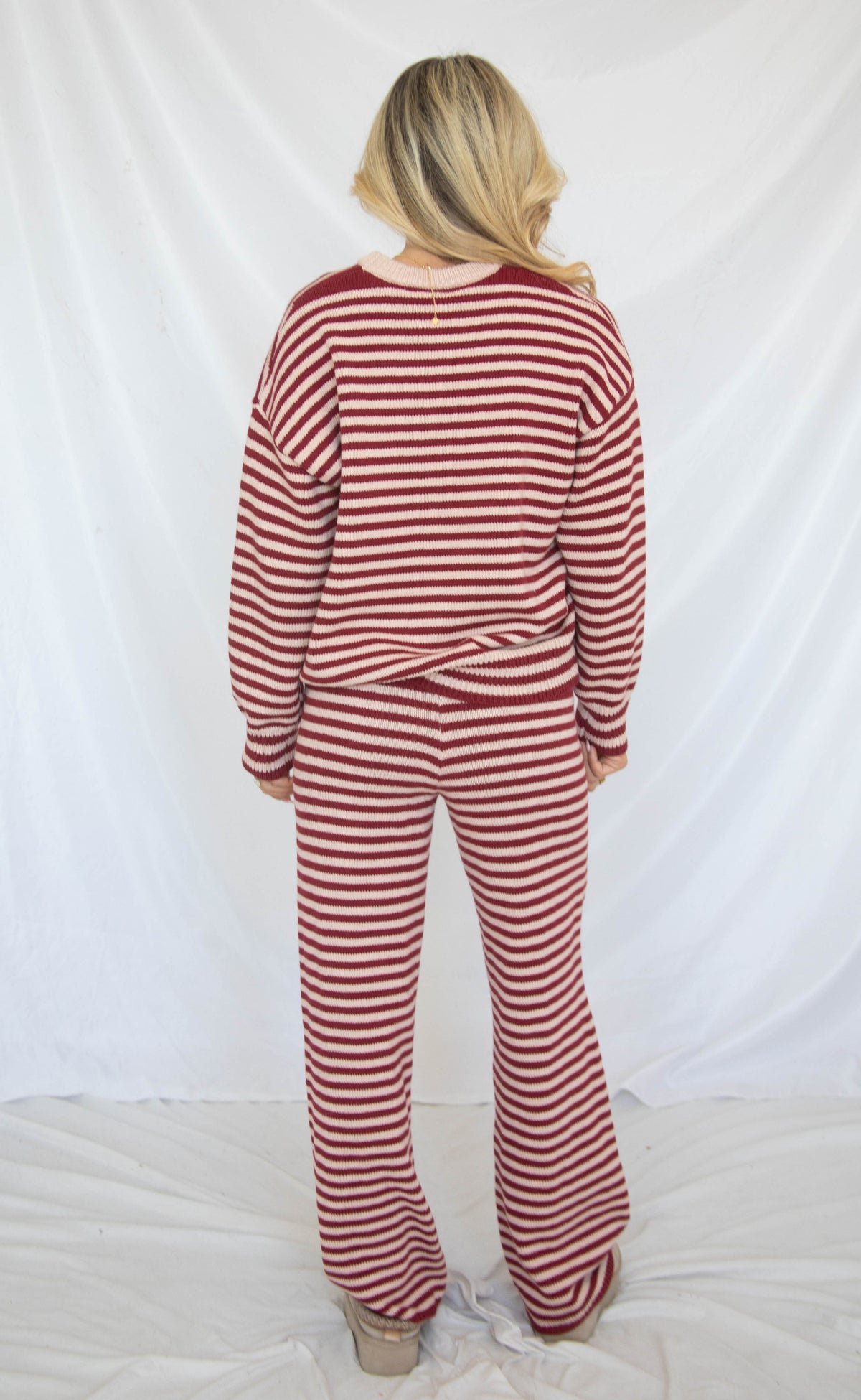 stay with me striped set - burgundy pink