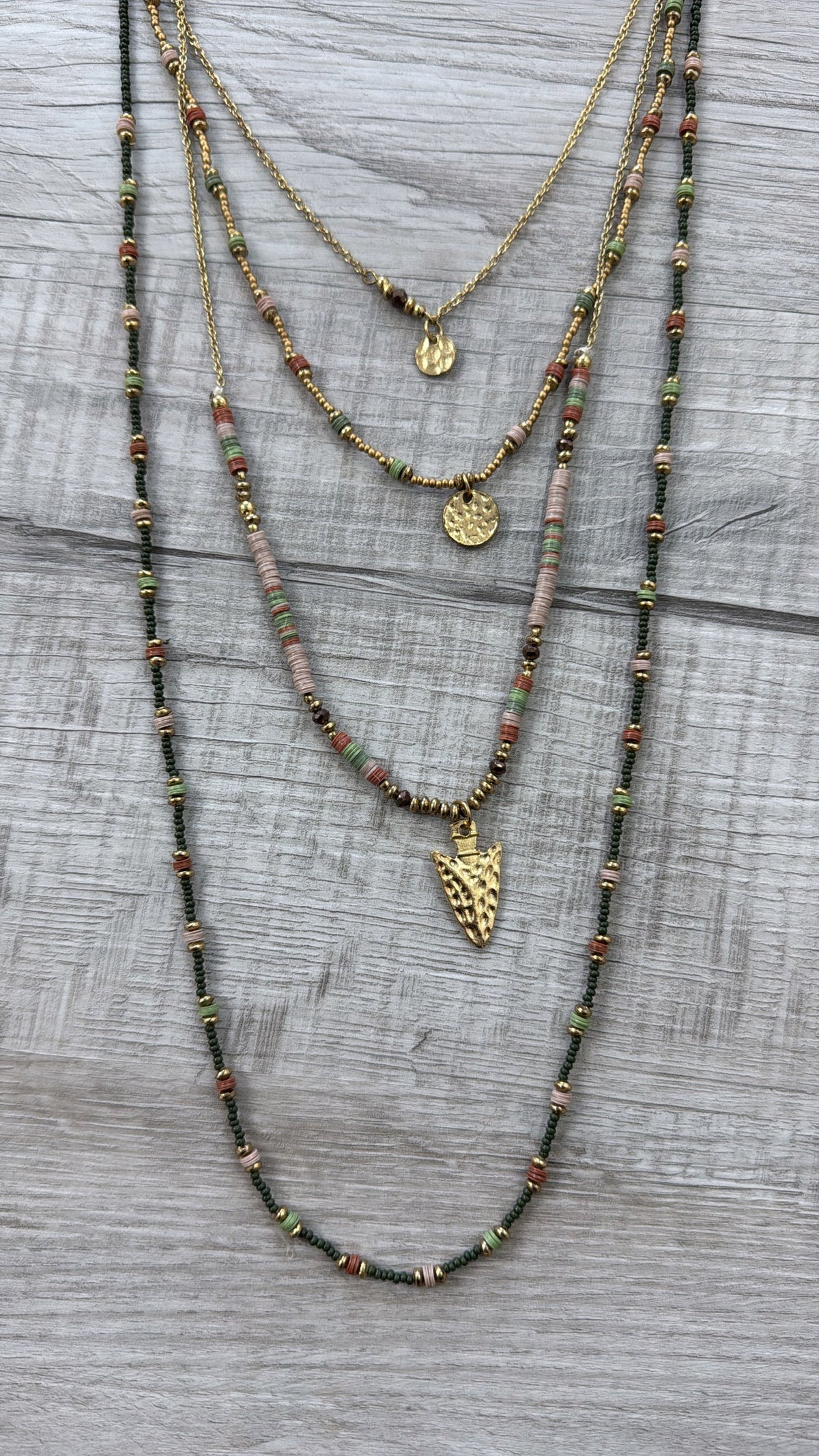 Galvin Layered Necklace, Olive