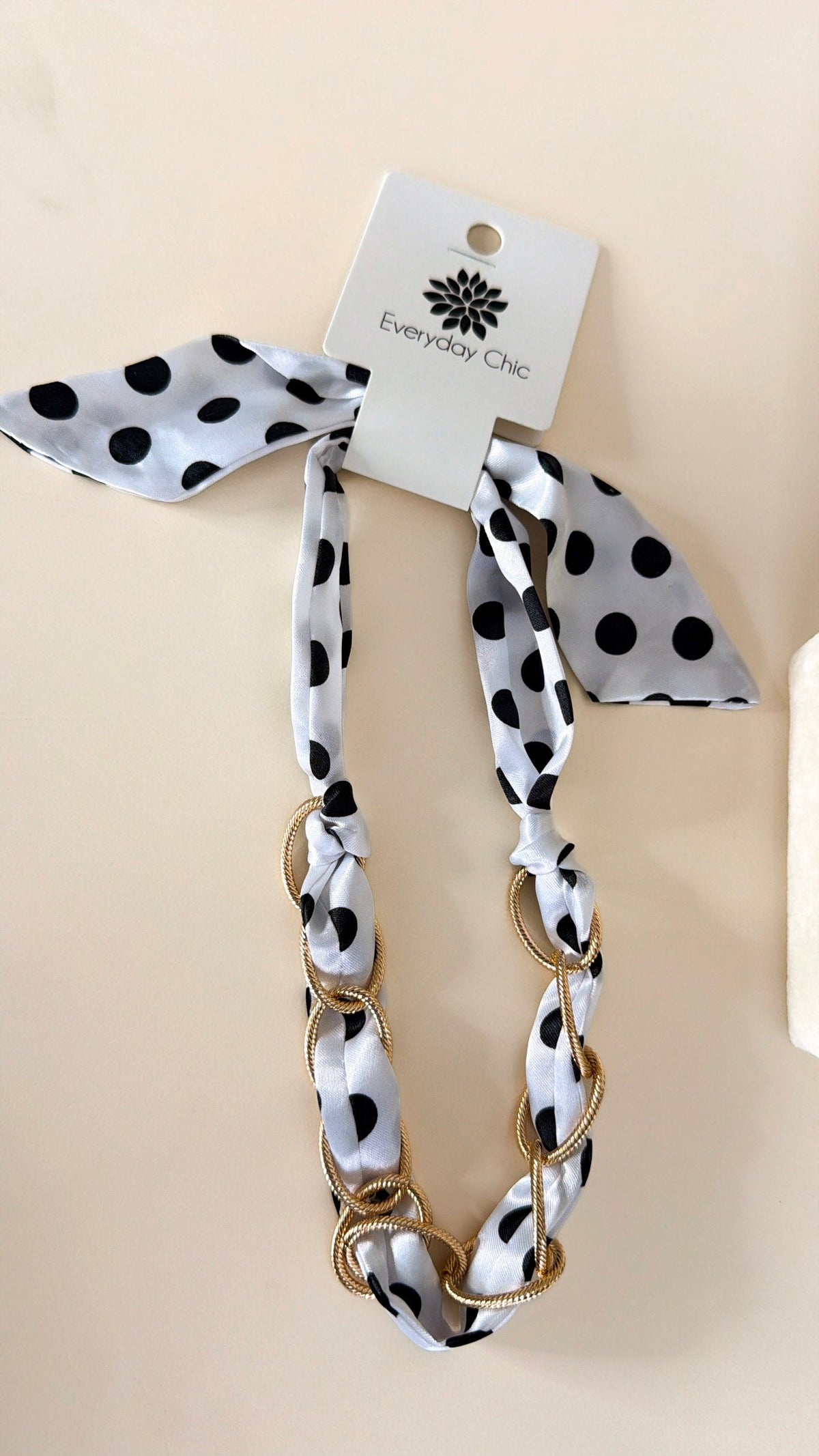 Polka Dot Charm Necklace, White/Black