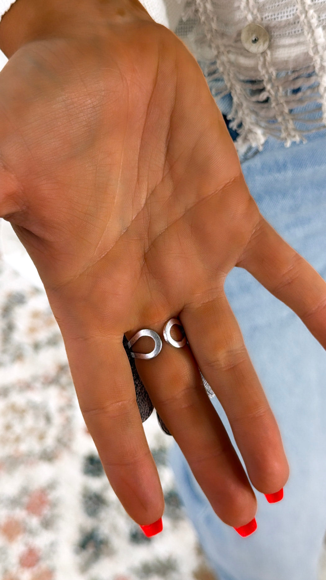 Metal Flower Ring, Orange
