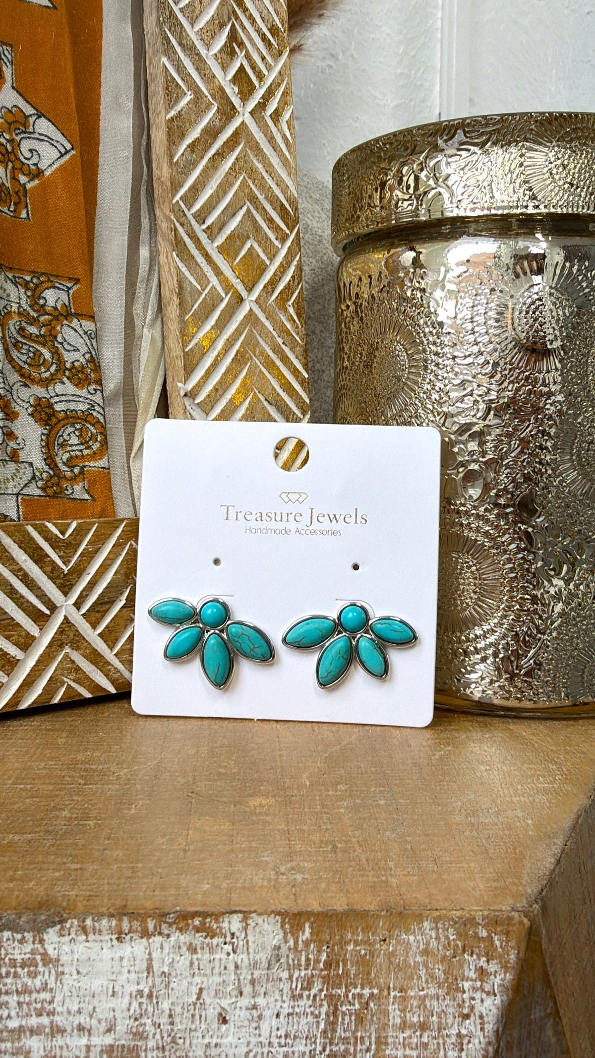 Half Turquoise Flower Gold
