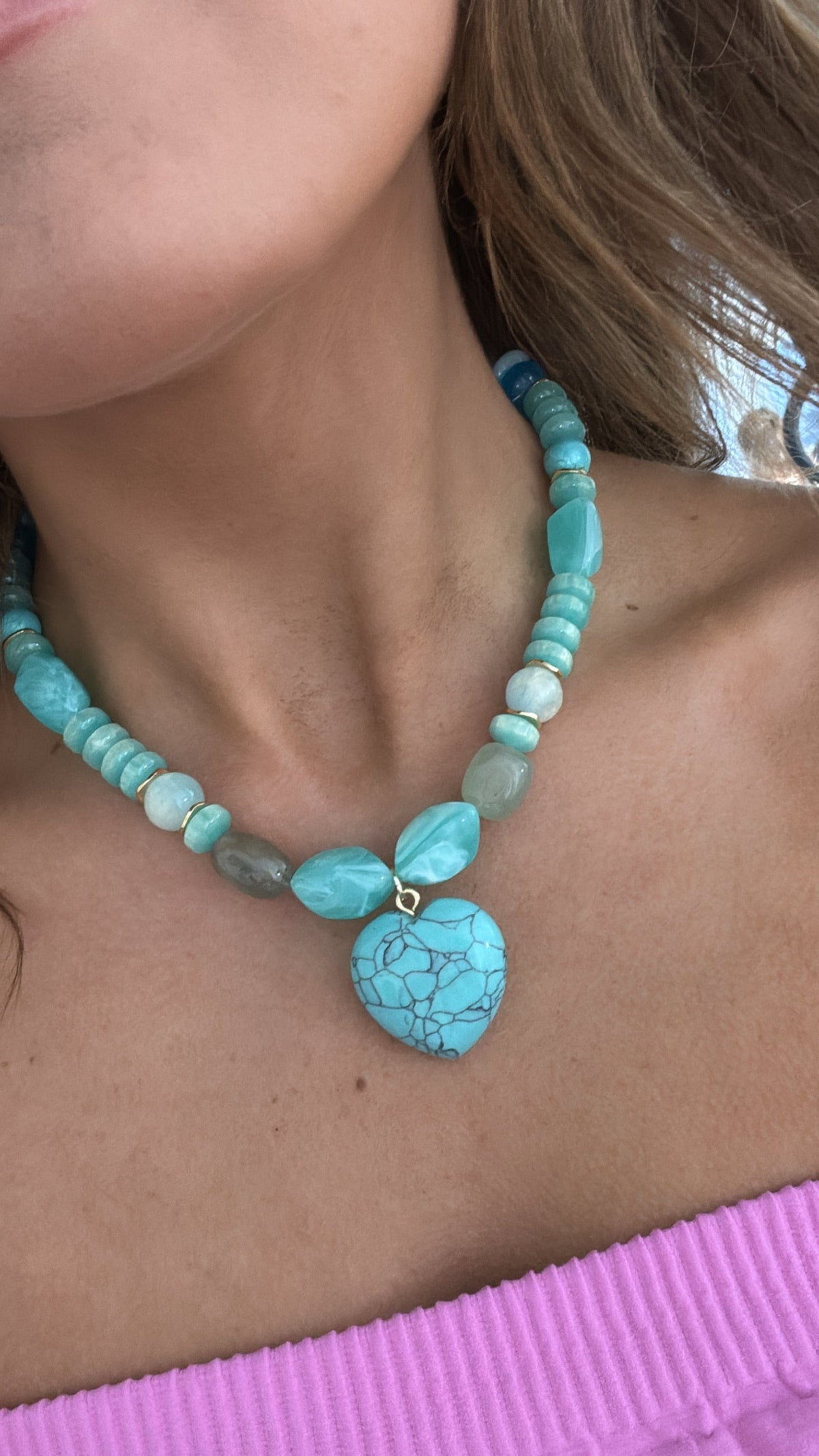 Mint Gemstone Heart Necklace