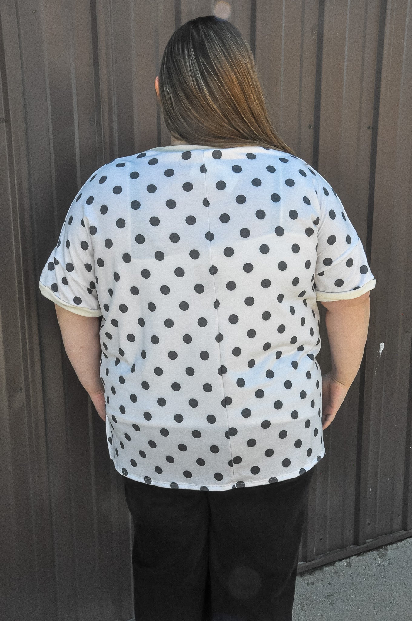 Curvy Oversized Polka Dot SS Top