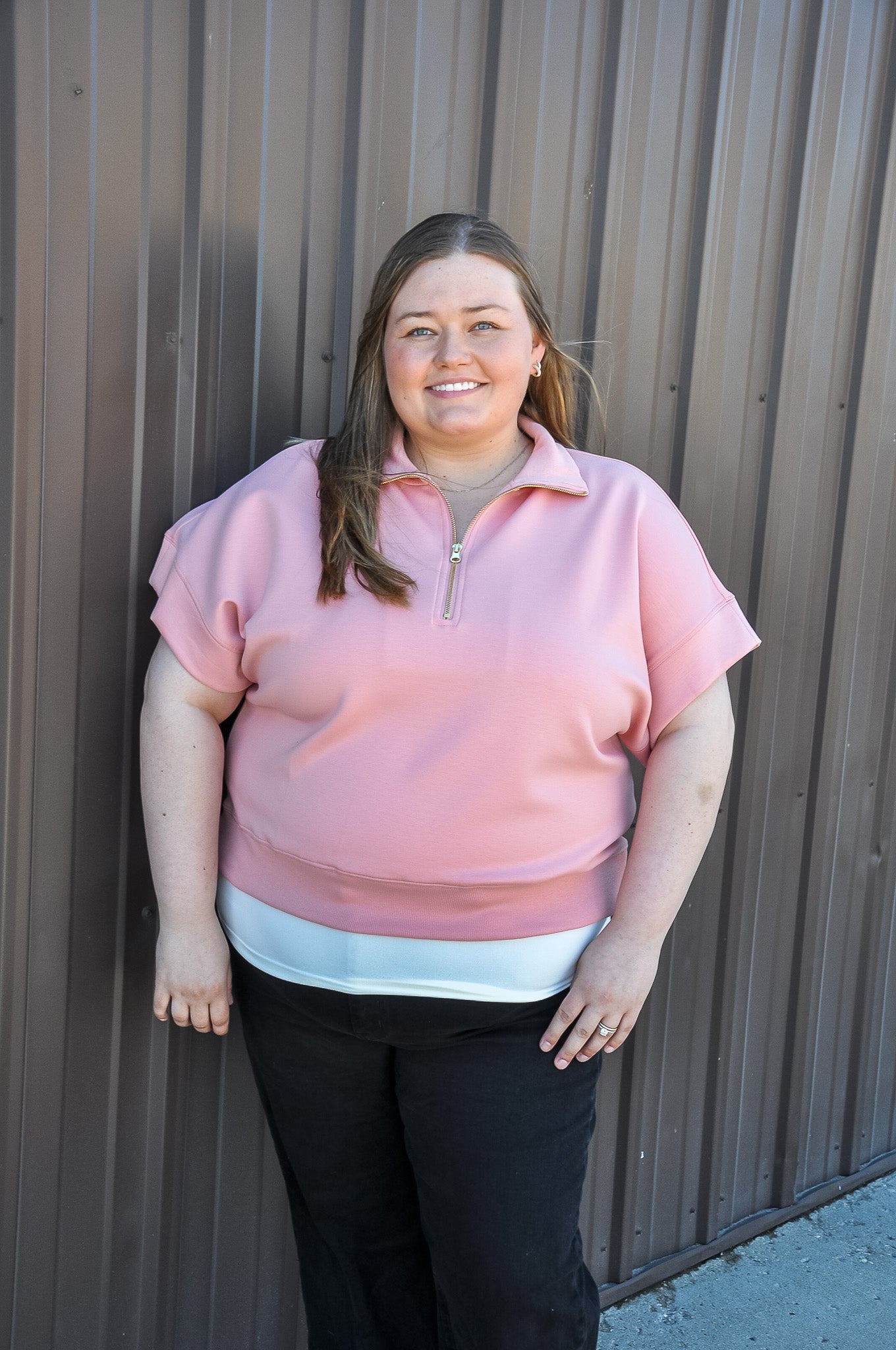 Curvy Scuba High Neck Half Zip Top