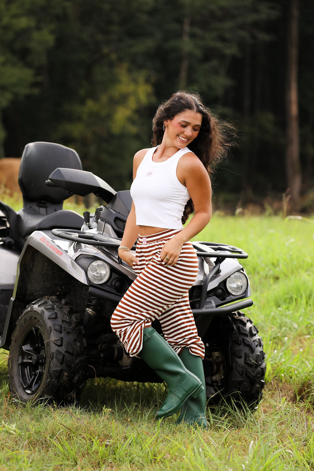 Stripe Wide Leg Pant - Chocolate