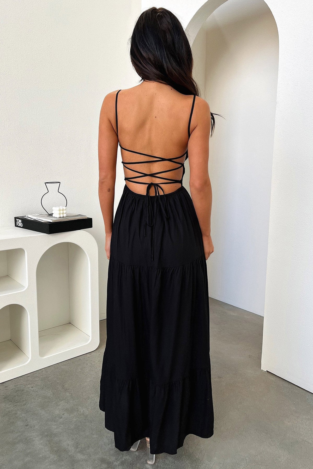 Allie Open Back Maxi Dress - Black