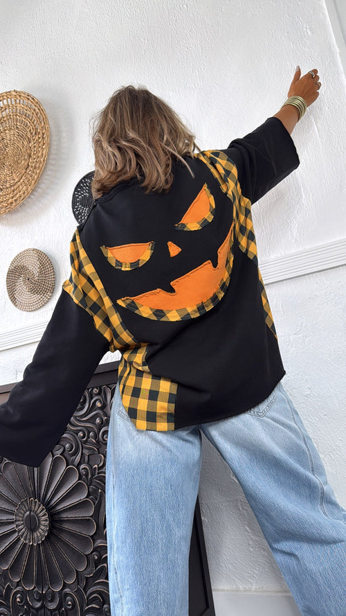 Jack O' Lantern Sweater Top, Black