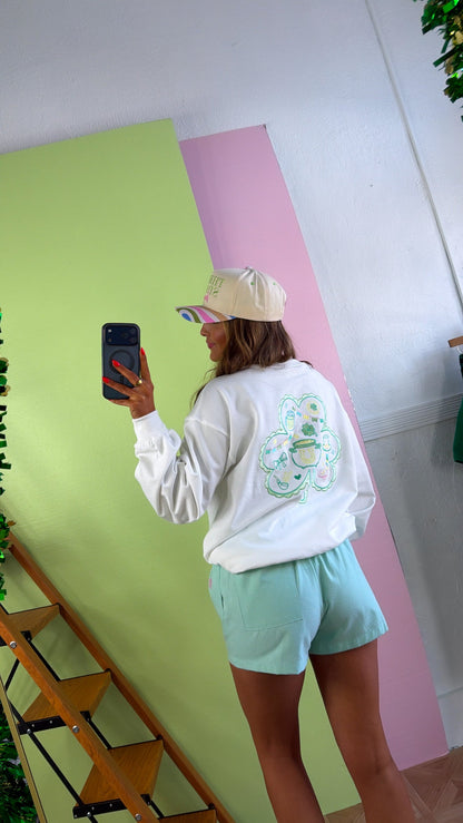 Lucky Charm Embroidered Top, Off White