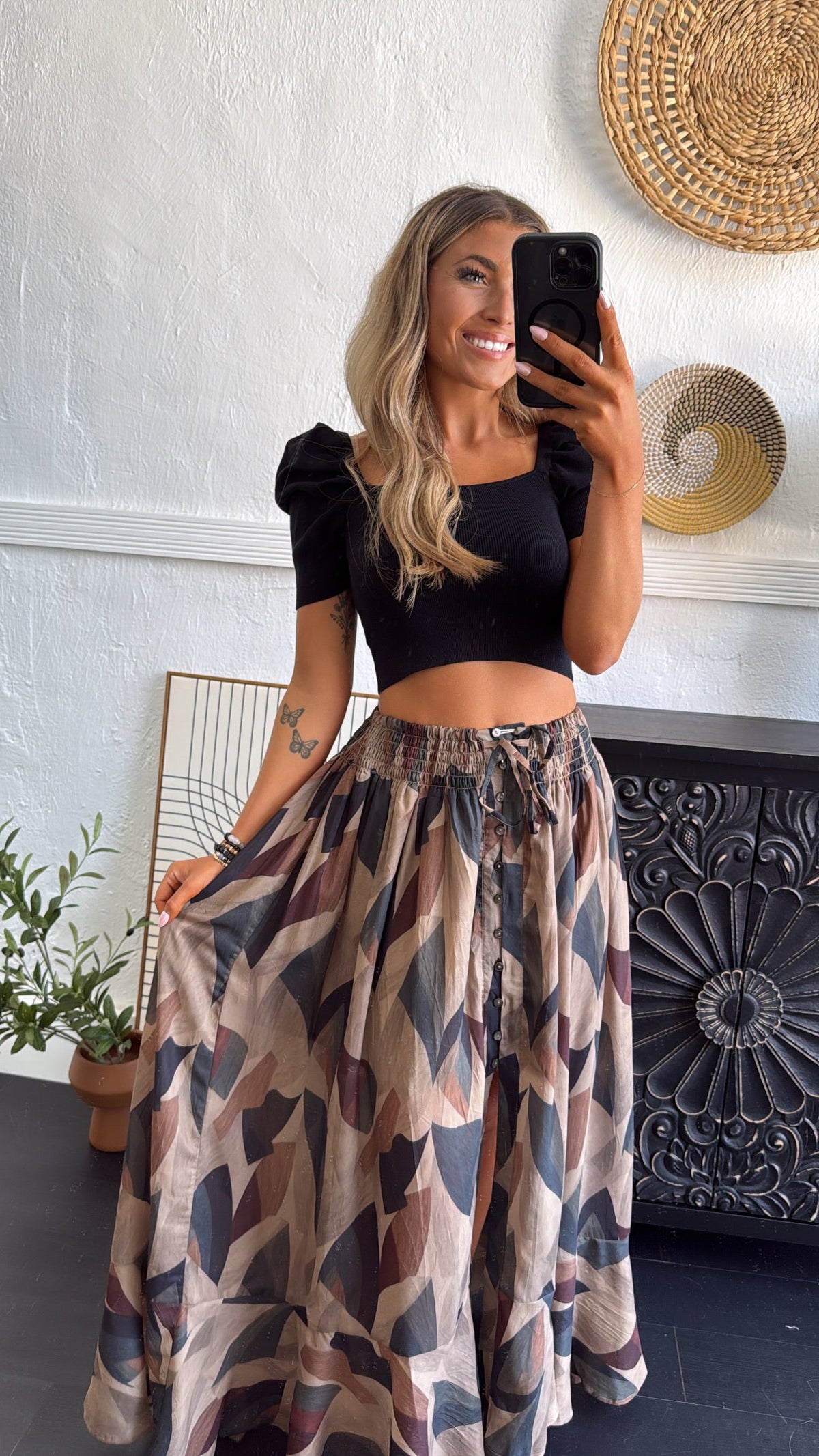 Harvest Fade Maxi Skirt, Olive