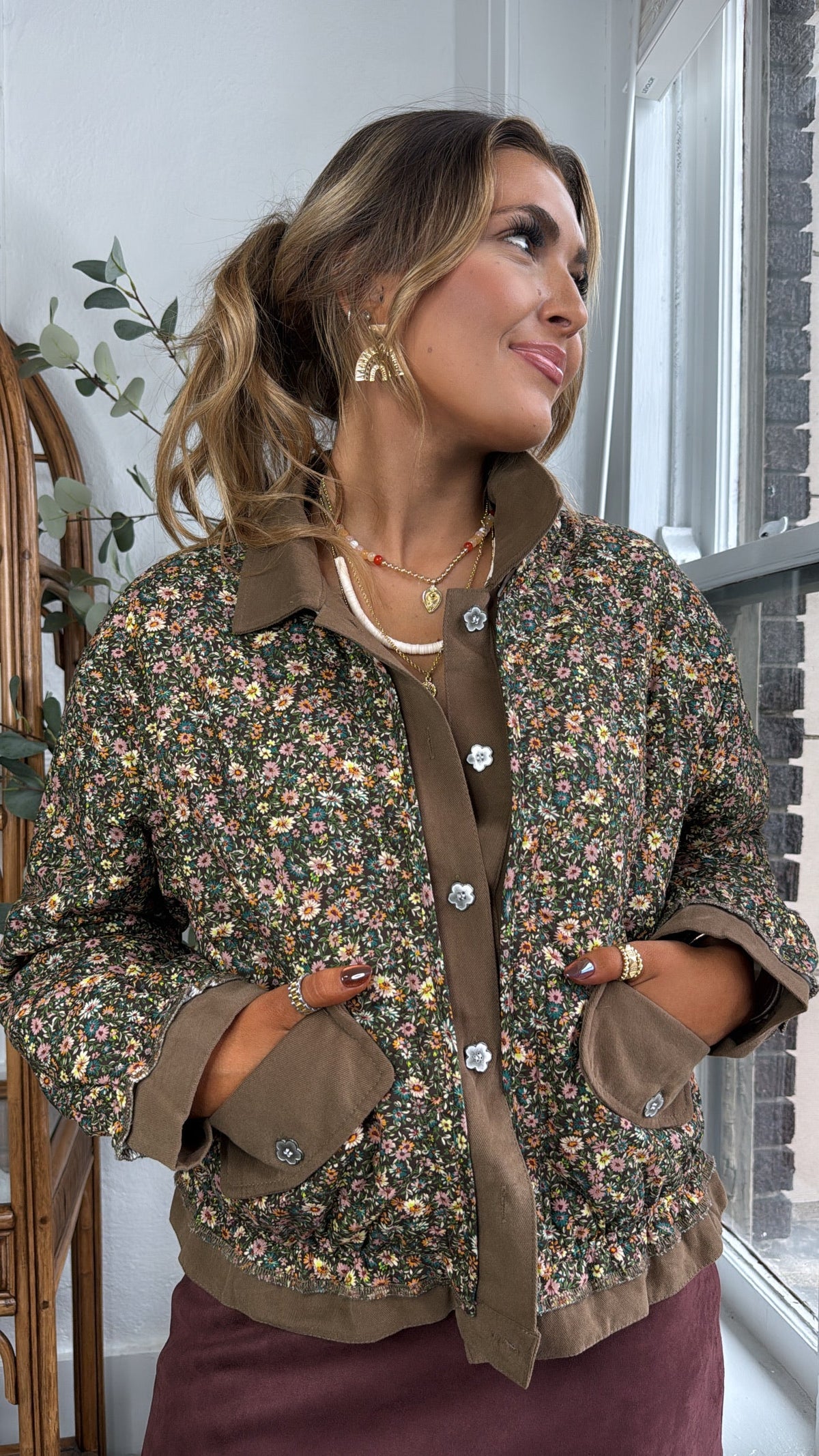 Garden Of Us Jacket, Chocolate Floral