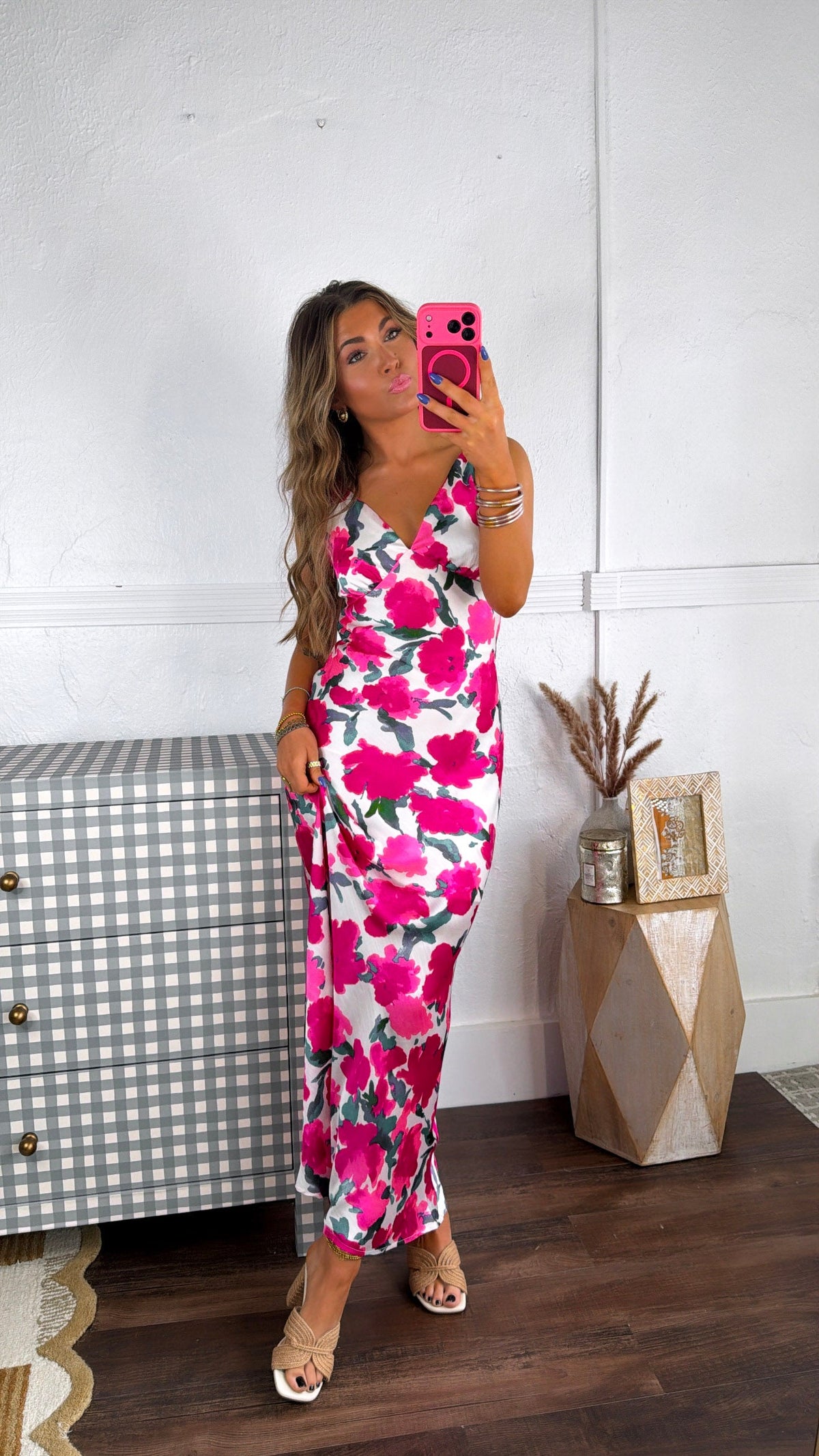 Garden Grace Maxi Dress, Pink Peony