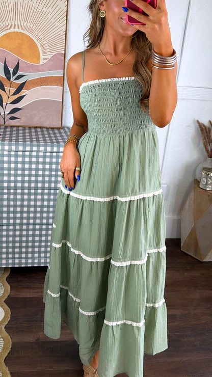 Lily Pad Maxi Dress, Sage Green