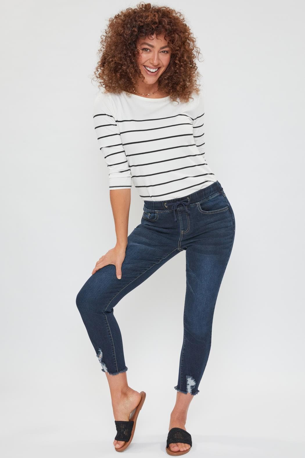 Women's Petite High Rise Denim Ankle Jogger