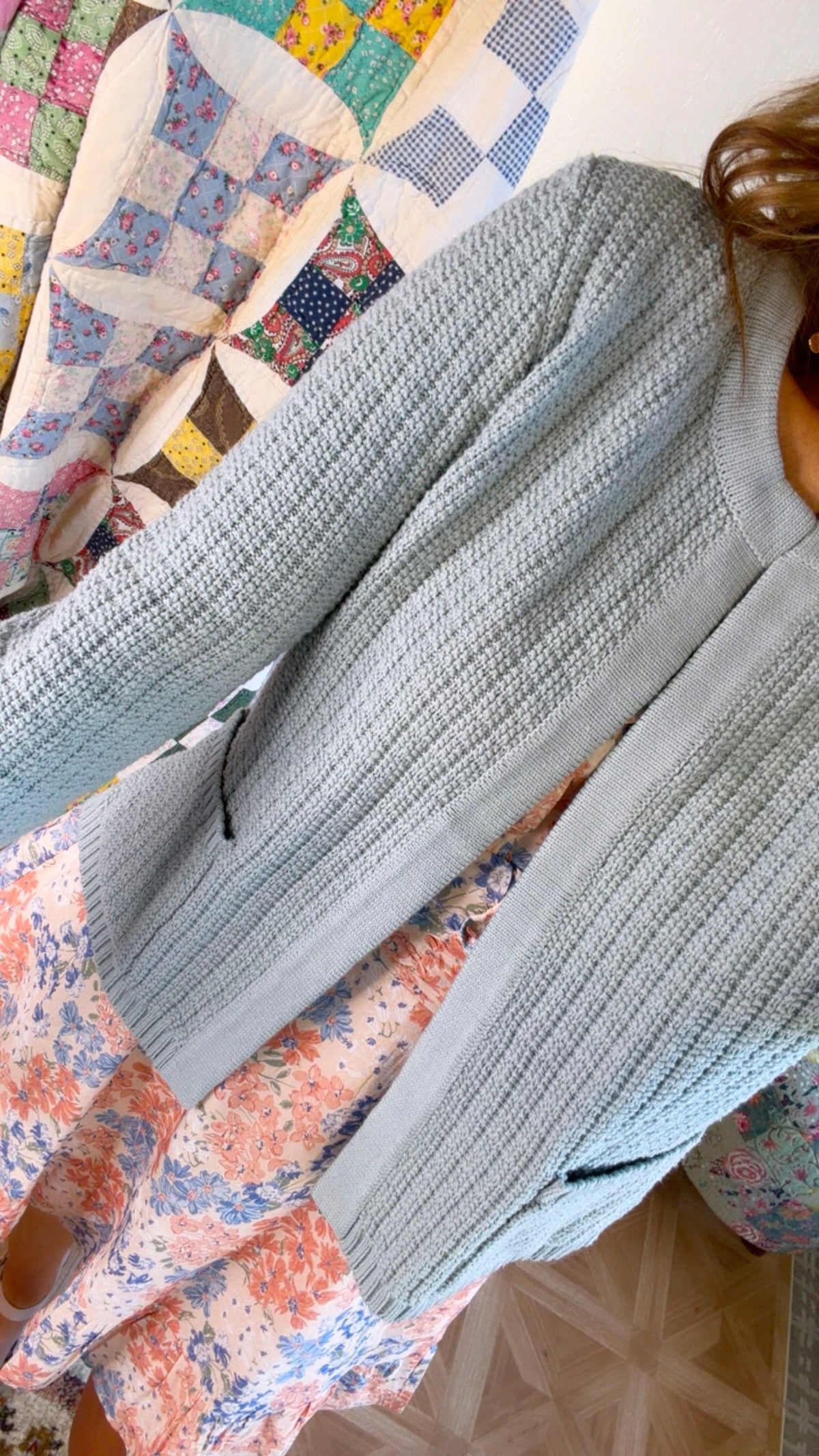 Hensley Chunky Knit Cardigan, Seafoam
