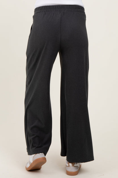 Black Brushed Knit Wide Leg Maternity Pants