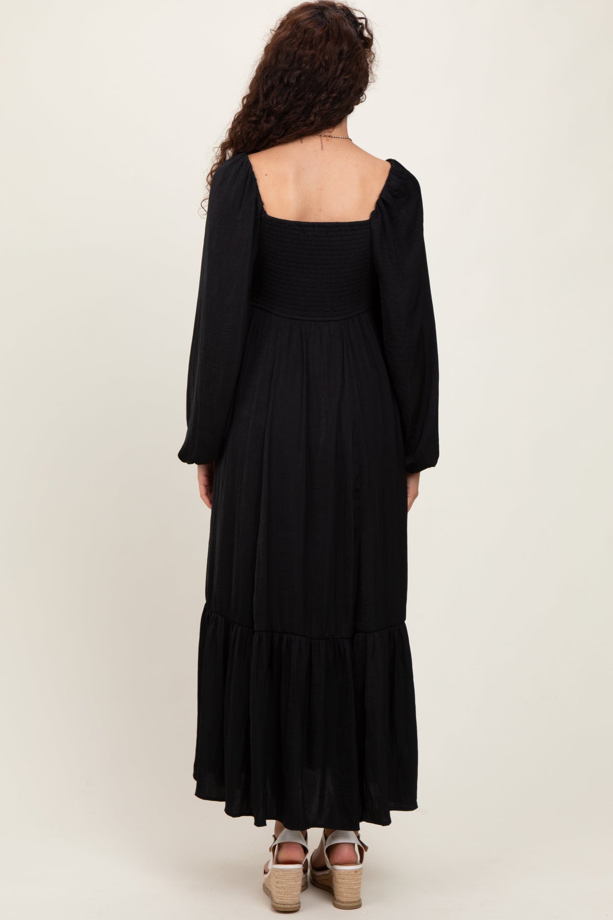 Black Bow Satin Maxi Dress