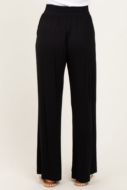 Black Basic Wide Leg Pocketed Pants