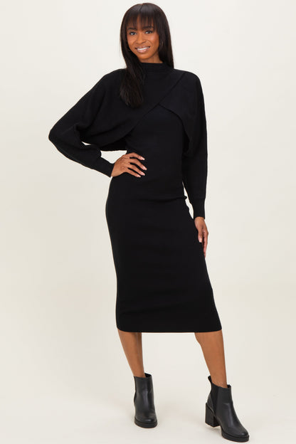 Black Bodycon Dress And Sweater Set