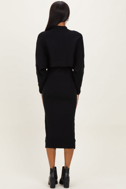 Black Bodycon Dress And Sweater Set