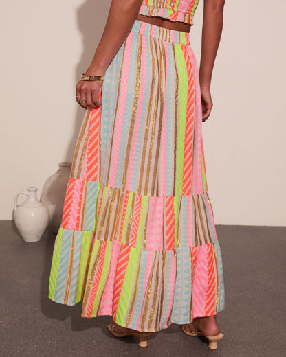 After Glow Muse Striped Abstract Maxi Skirt