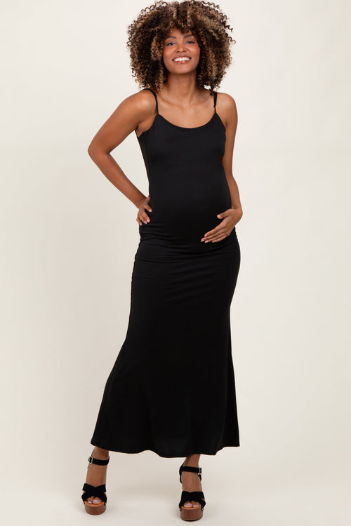 Black Backless Fishtail Sleeveless Maternity Maxi Dress