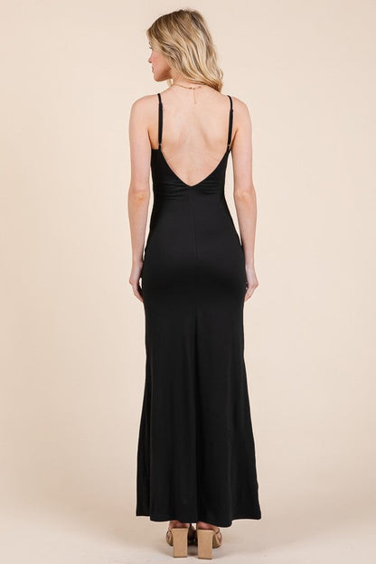 Black Backless Fishtail Sleeveless Maxi Dress