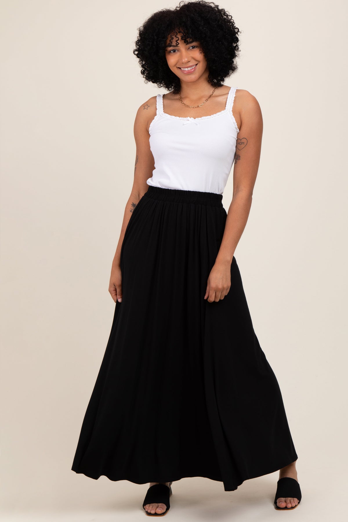 Black  Maternity Maxi Skirt