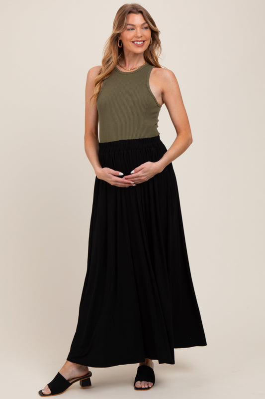 Black  Maternity Maxi Skirt