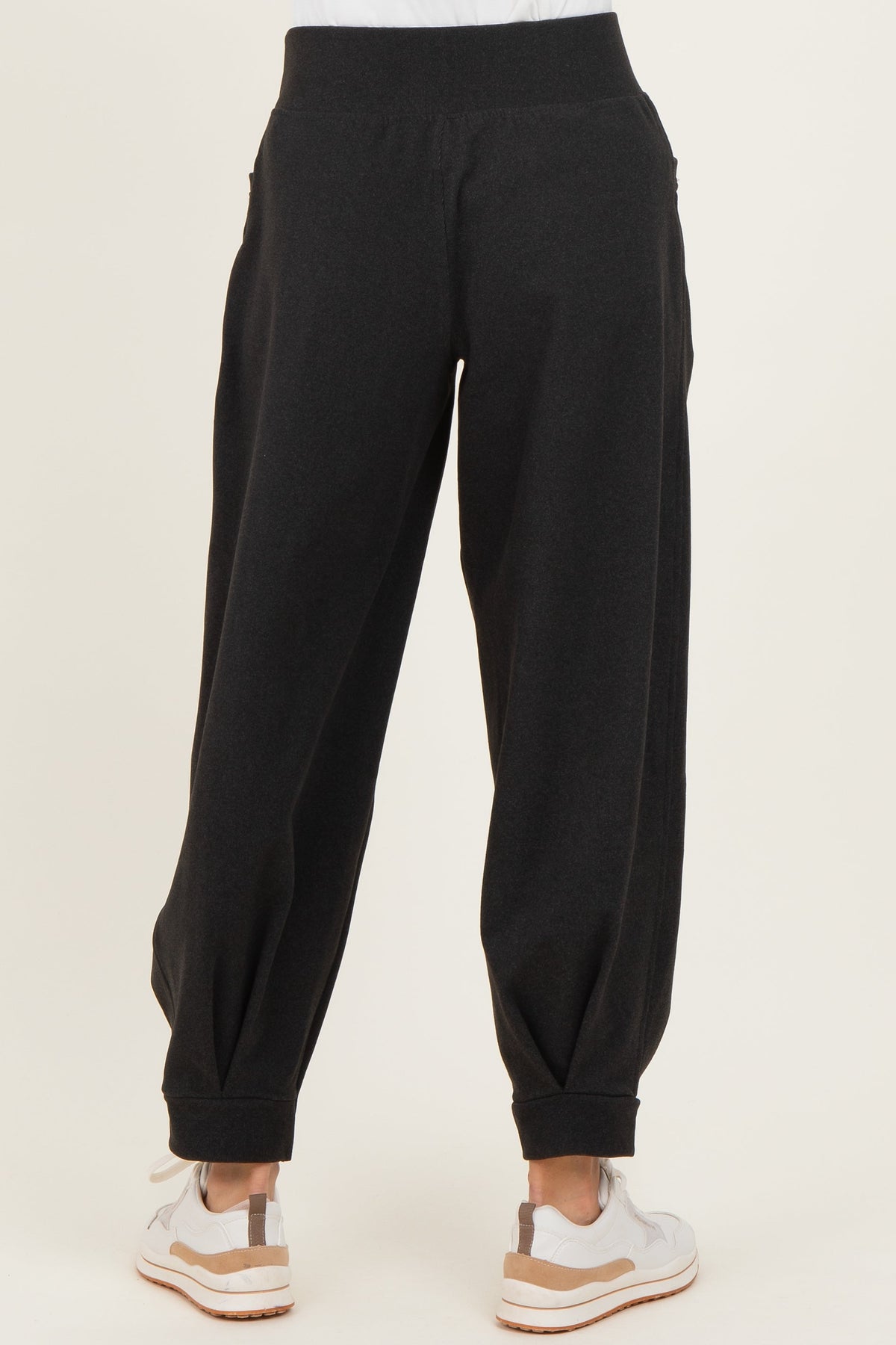Black Brushed Knit Barrel Leg Joggers