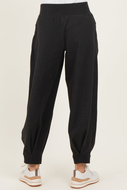 Black Brushed Knit Barrel Leg Joggers