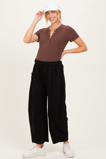 Black Barrel Leg Terry Maternity Sweatpants