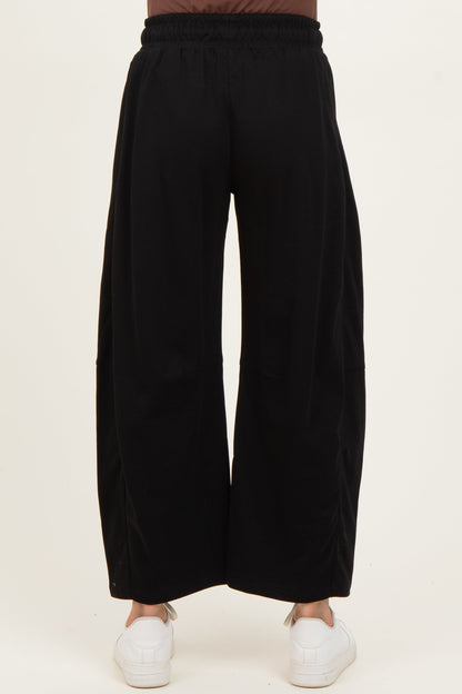 Black Barrel Leg Terry Maternity Sweatpants
