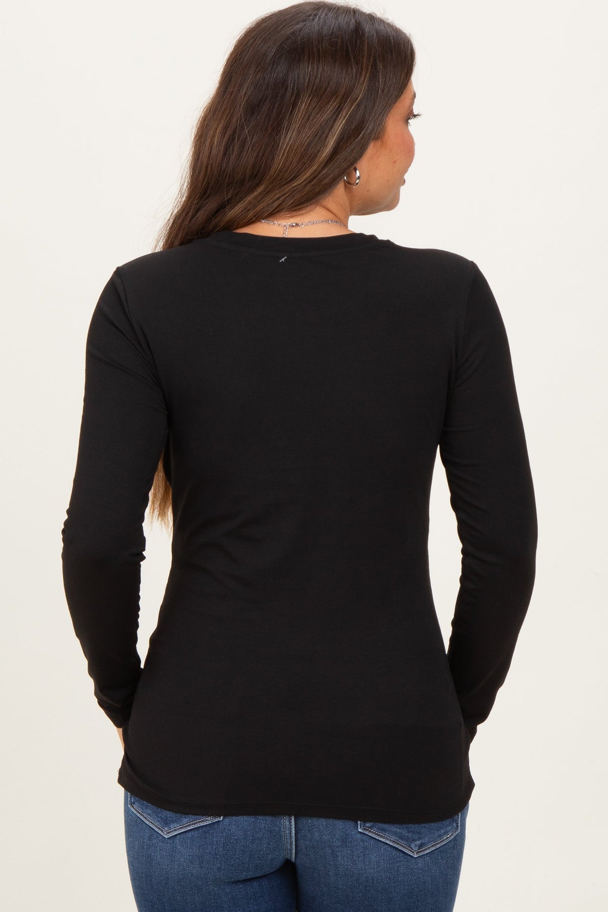 Black Basic Long Sleeve Maternity Top