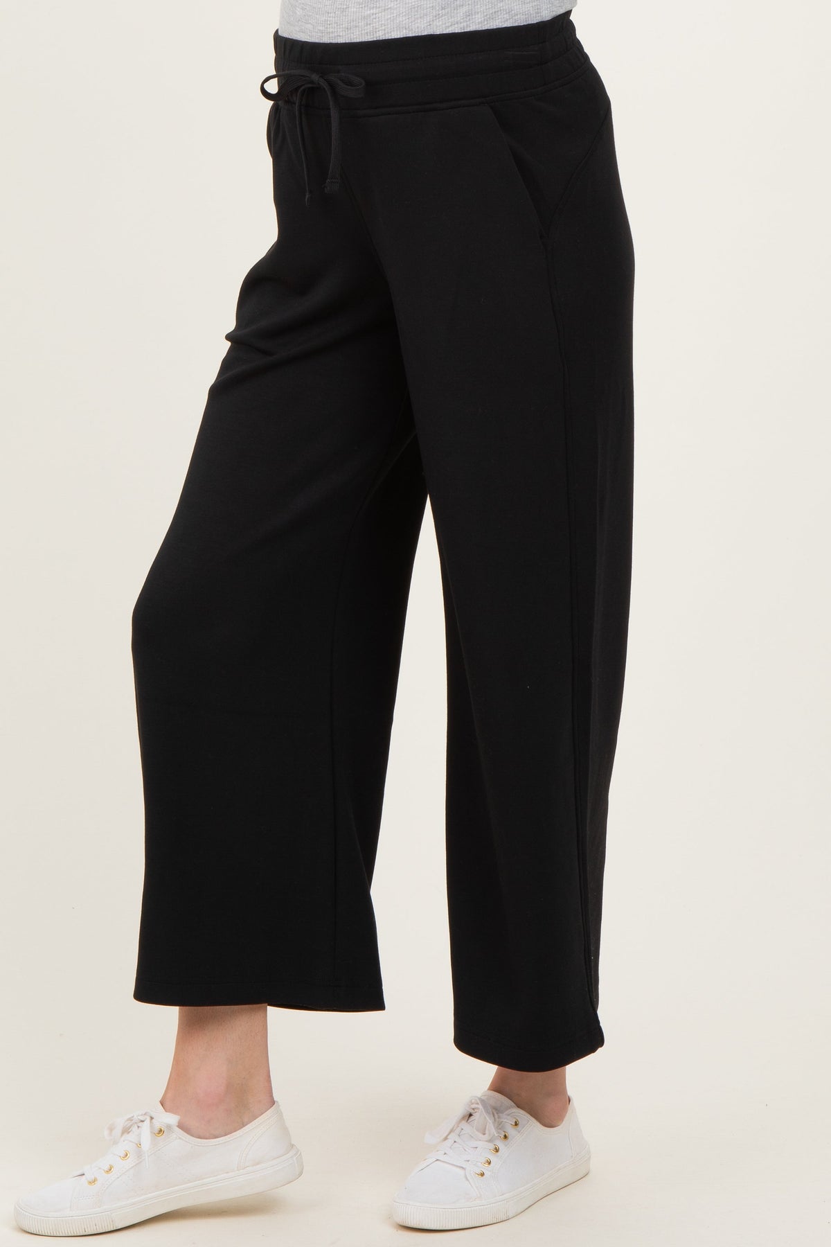 Black Ankle Wide Leg Maternity Lounge Pants