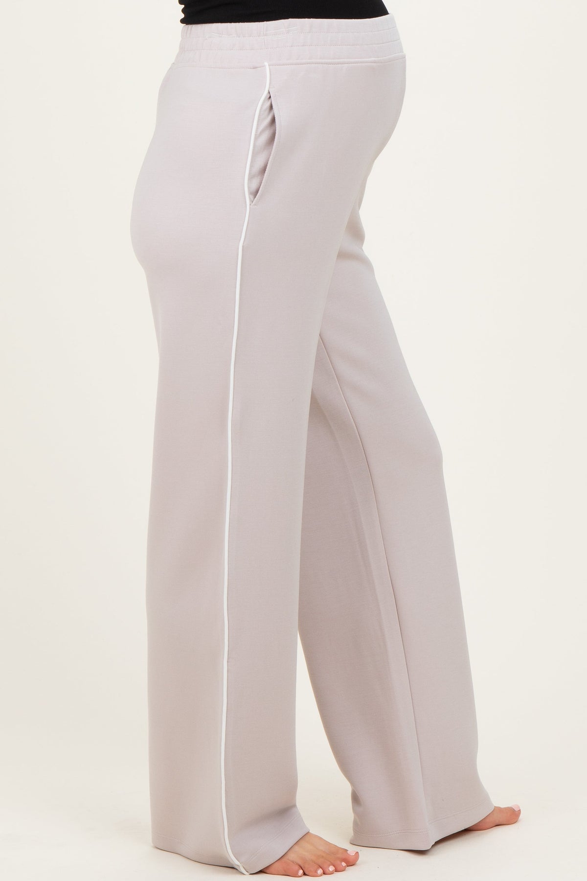 Beige Stripe Detail Maternity Lounge Pants