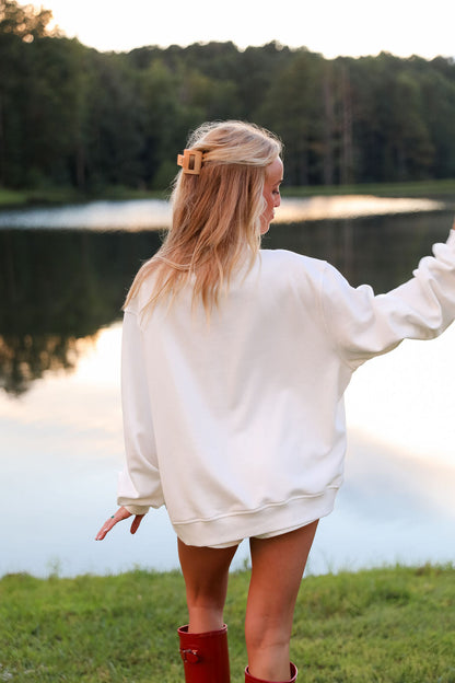 Varsity Mock Neck - Sugar Milk
