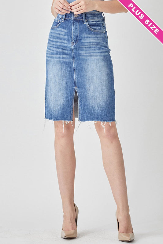 Curvy HR Pencil Skirt W/Front Slit