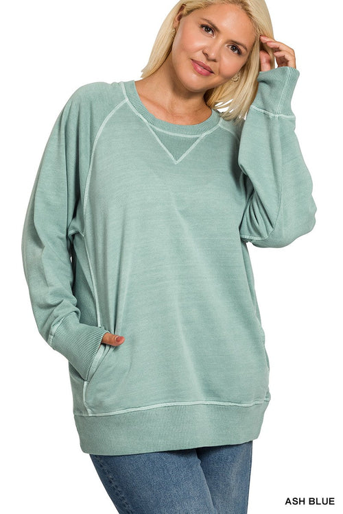 Curvy Pigment Dyed French Terry Pullover
