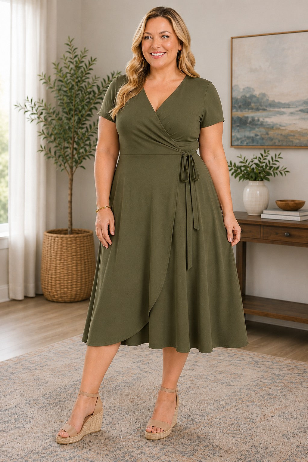 Curvy Olive Little Wrap Dress
