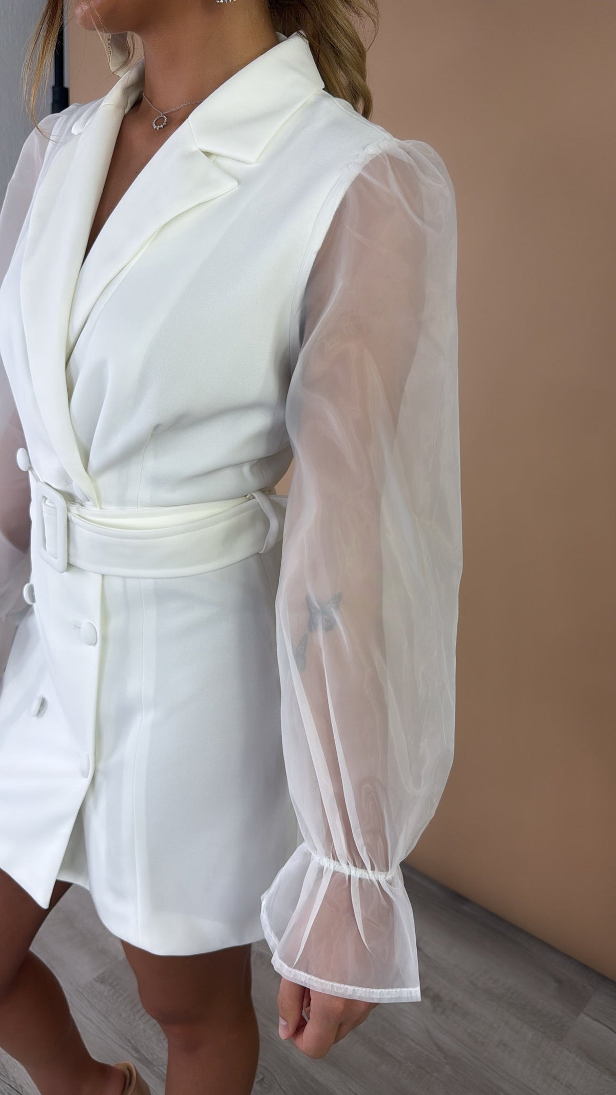 Let's Meet Up Blazer Dress, White
