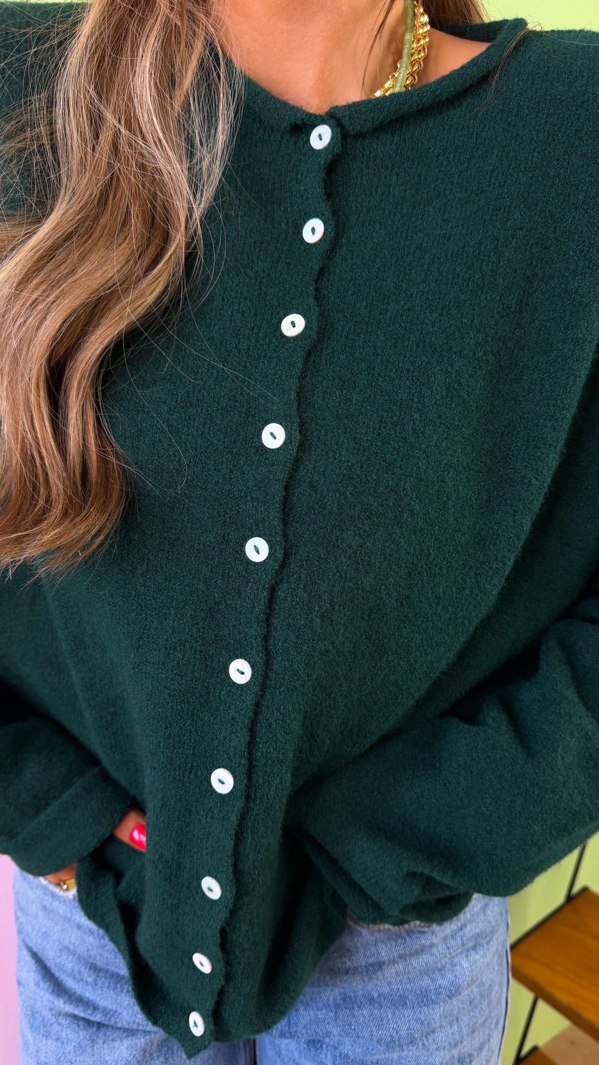 Penelope Knit Cardigan, Forest Green