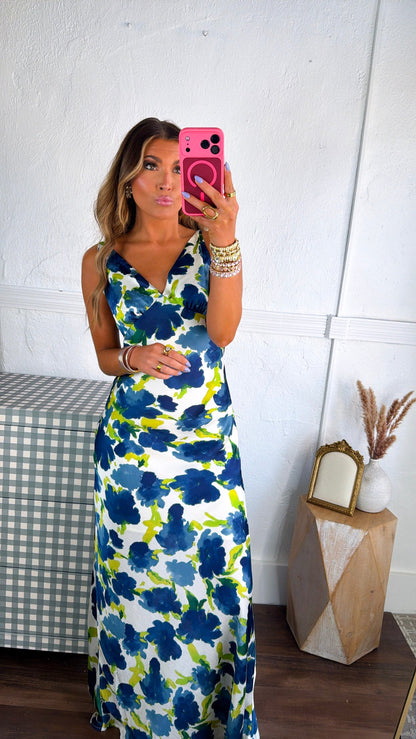 Garden Grace Maxi Dress, Blue