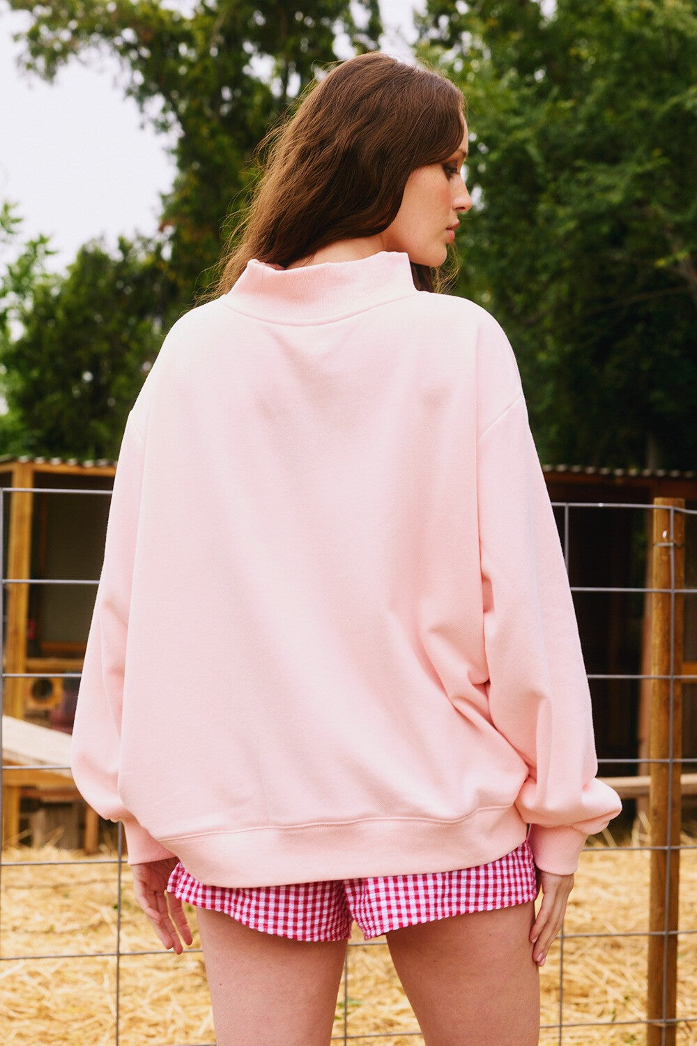 Embroidered Mock Neck Sweatshirt 'Blessed'