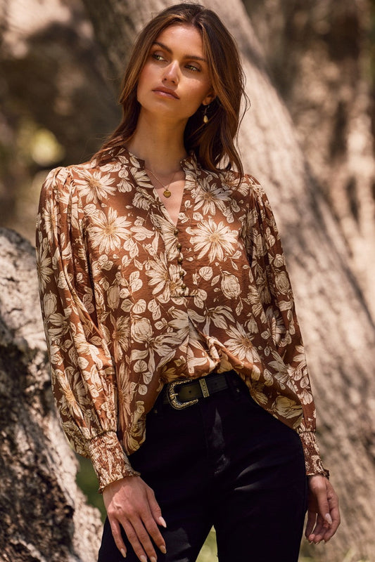 Curvy Sheer Floral Printed Blouse