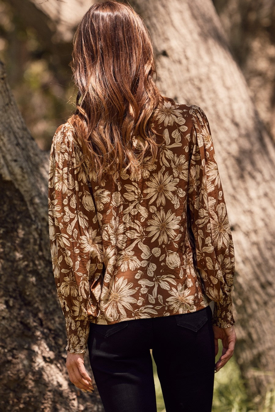 Curvy Sheer Floral Printed Blouse