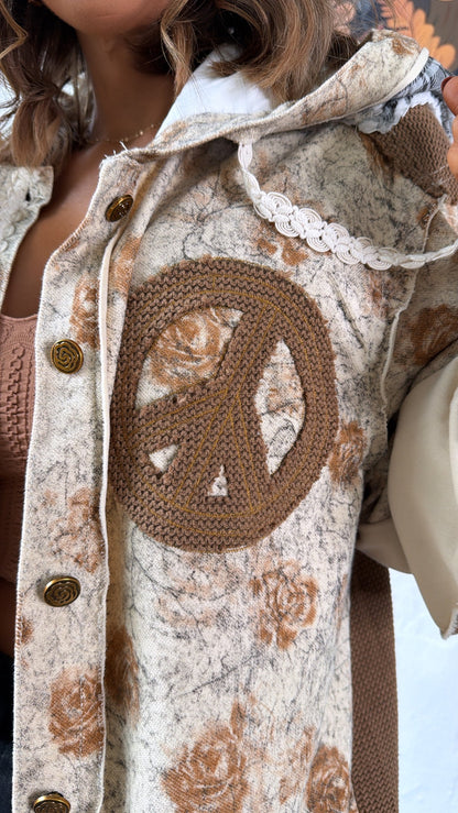 Golden Loom Patterned Jacket, Toasted Almond