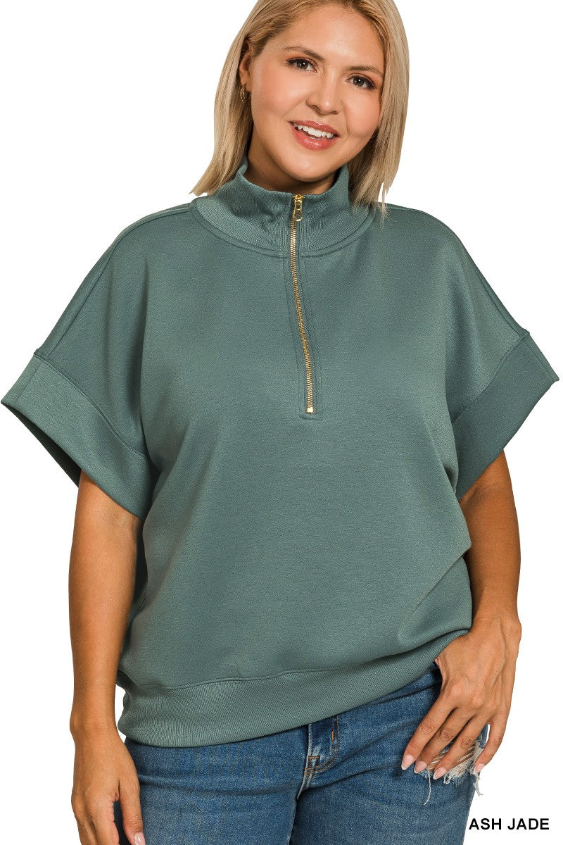 Curvy Scuba High Neck Half Zip Top