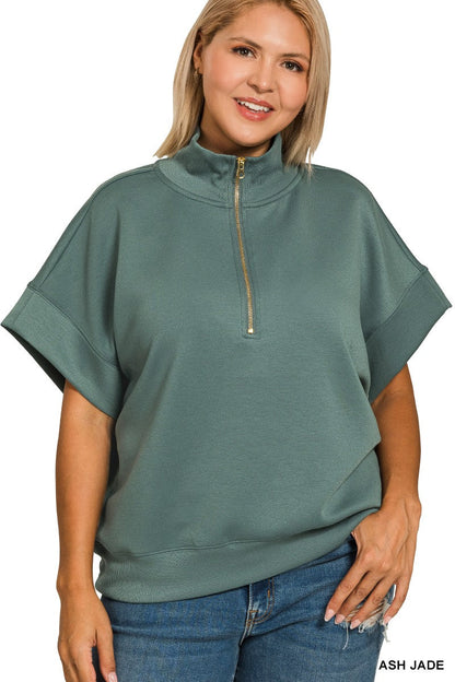 Curvy Scuba High Neck Half Zip Top