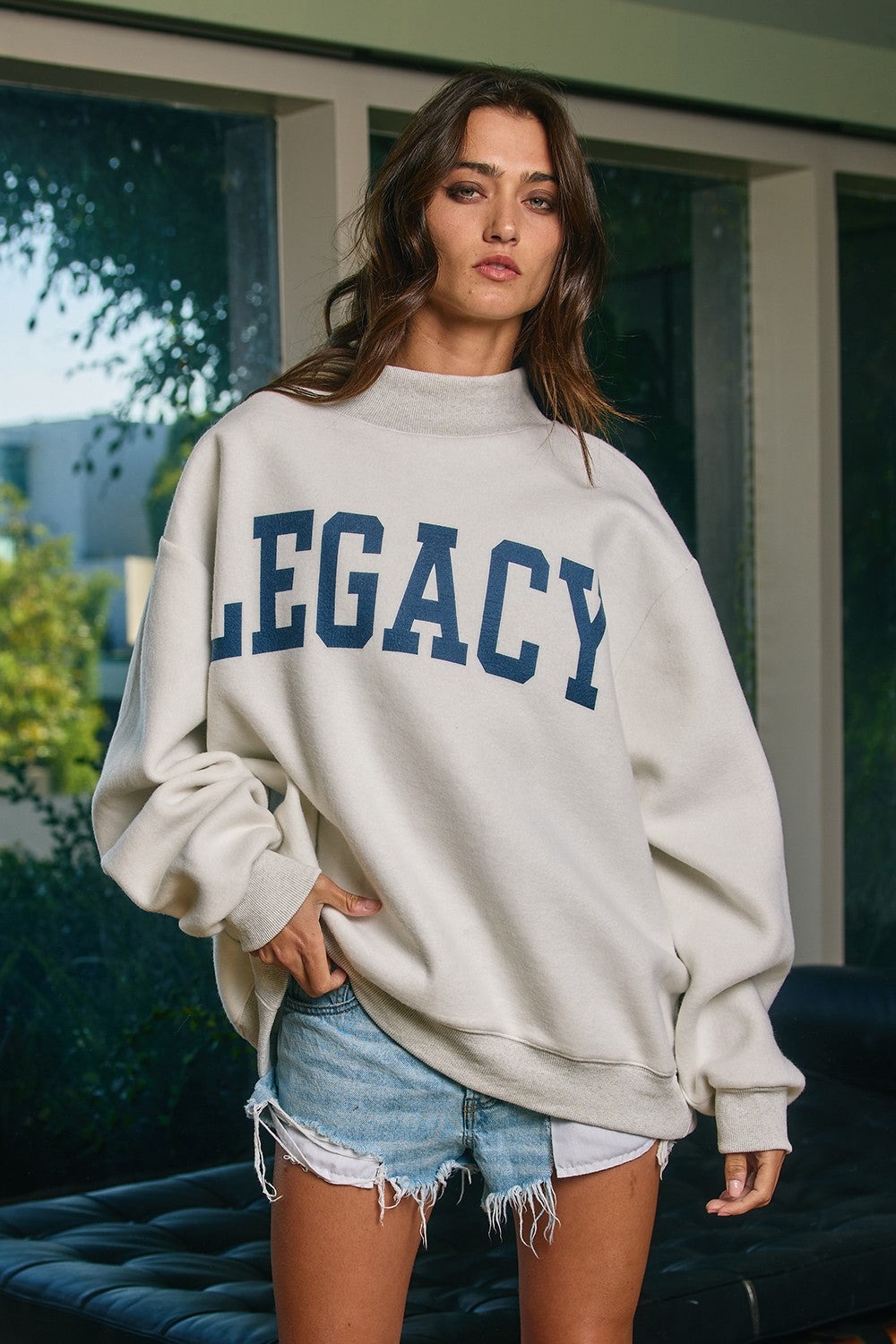'Freedom/Legacy' Reversible Mock Neck Sweatshirt